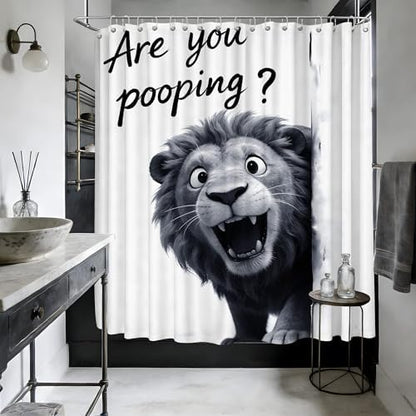 Extra Long Shower Curtain Funny Lion Clawfoot Tub, 108 x 72 in