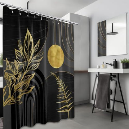Black and Gold Shower Curtain, 60X72 in, Mid Century Modern Cool