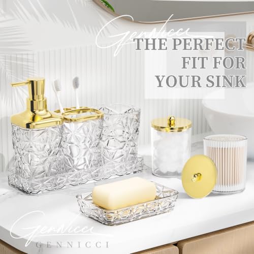 Bathroom Accessory Set, 7 Pcs White Bathroom Accessories Set, Acrylic Soap Dispenser and Toothbrush Holder Set, Qtip Holder Set, Bathroom Sink Set, Gift for Home Apartment
