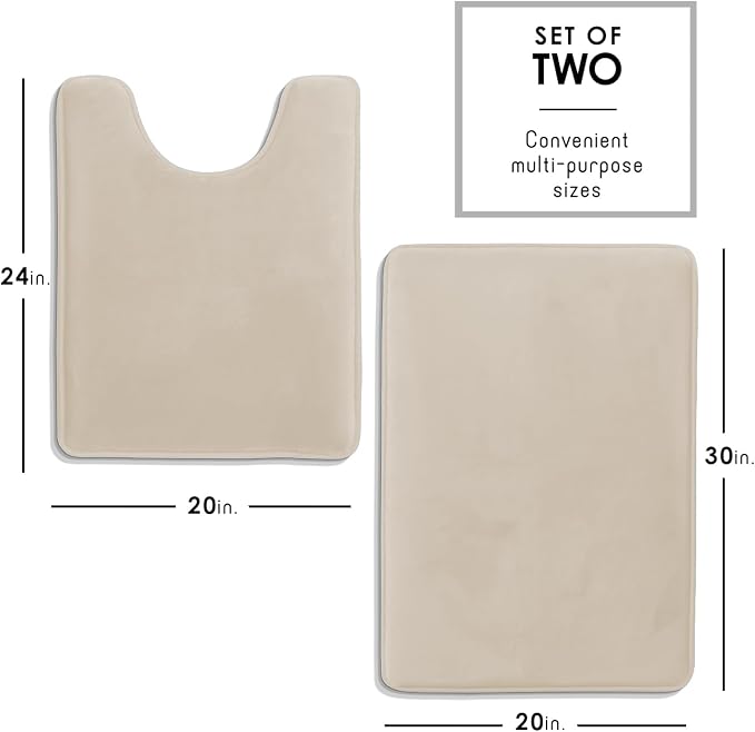 Clara Clark Bathroom Rugs, Velvet Memory Foam Bath Mat, Non-Slip Bath Rugs, Machine Wash, Dries Quickly, Ultra Soft Plush Bath Mats for Bathroom,