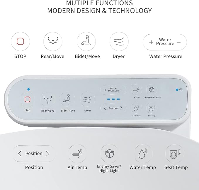 Z1 Bidet Toilet Seat, Bidet Attachment for Toilet Warm Water, Elongated Heated Toilet Seat with Quite Close, Electric Smart Air Dryer, Customizable Washing Modes for Ultimate Comfort