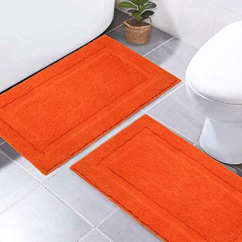 SHACOS Soft Microfiber Orange Bathroom Rugs Sets 2 Pieces 32x20 inch