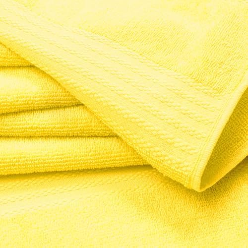 GLAMBURG Ultra Soft 8-Piece Towel Set - 100% Pure Ringspun Cotton, Contains 2 Oversized Bath Towels 27x54, 2 Hand Towels 16x28, 4 Wash Cloths 13x13 - Ideal for Everyday use, Hotel & Spa - Yellow