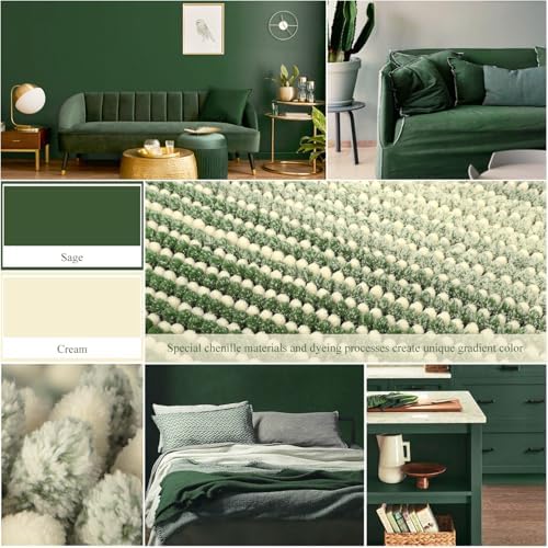 BSICPRO Large Bathroom Rugs Runner, 22x60 Chenille Bath Mats, Sage Green