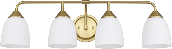 Gold 4-Light Traditional Bathroom Vanity Light Fixtures Over Mirror, Modern Vanity Lights for Living Room, Standard E26 Base, Aged Brass