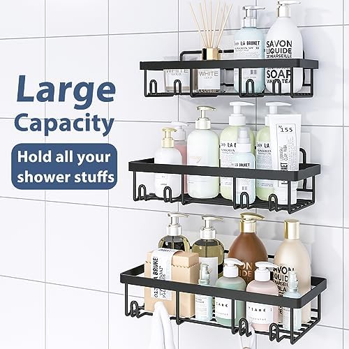 Liuoud 5 Pack Shower Caddy for Inside Shower, Black Bathroom Storage Decor