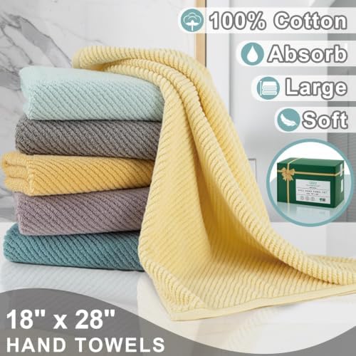 VOOVA & MOVAS Hand Towels 4PC, 100% Cotton, 18x28 in, Aqua Teal