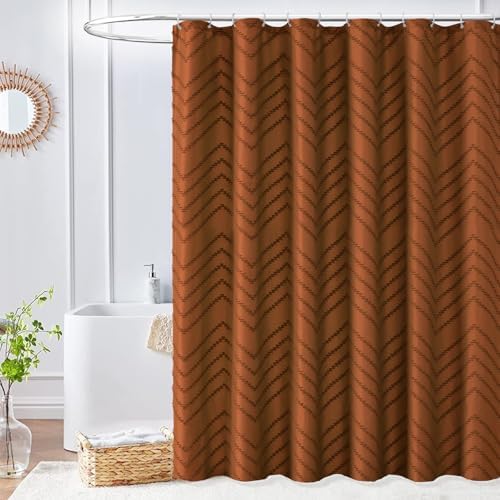 Orange Boho Fabric Shower Curtain 72 x 74 Inches