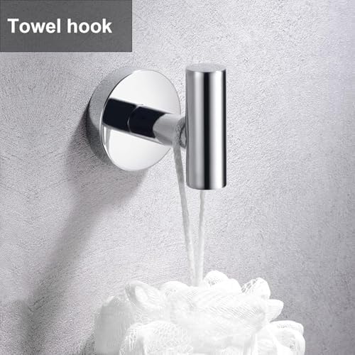 5 Pieces Polished Chrome Bathroom Hardware Accessories Set, SUS304 Stainless Steel 24 Inch Bath Towel Bar Set, Round Bathroom Towel Holder Set, Towel Racks for Bathroom Wall Mounted