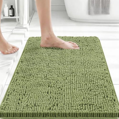 Bcoimo Small Bath Rug Mat,Sage Chenille High Absorbent Bathroom Floor Mats