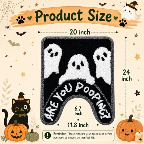 Black Ghost Halloween Bathroom Rug, Fun U-Shaped Toilet Rug