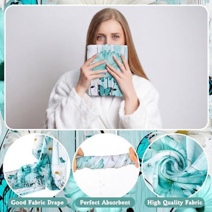 FuWeave 8 Pcs Teal Daisy Shower Curtain Set for Bathroom Include Farmhouse Rustic Daisy Flower Shower Curtain Towels Non Slip Rugs Toilet Lid Cover Bath Mat and 12 Hooks for Bathroom Decor