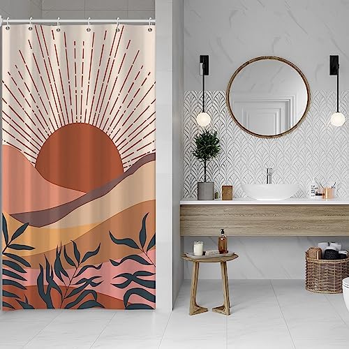 Boho Terracotta Stall Shower Curtain with Hooks 48x72 Inch