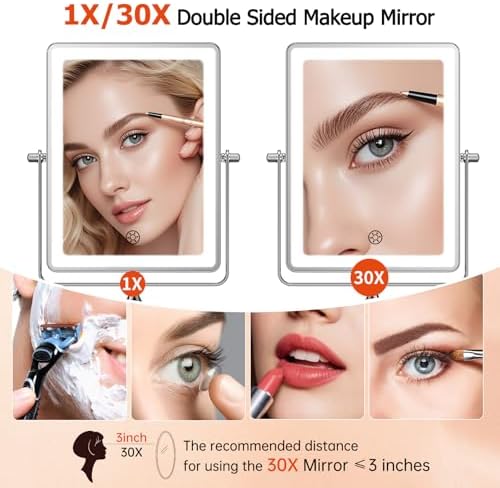 FUNTOUCH 5000mAh Rechargeable Wall Mounted Makeup Mirror with Lights