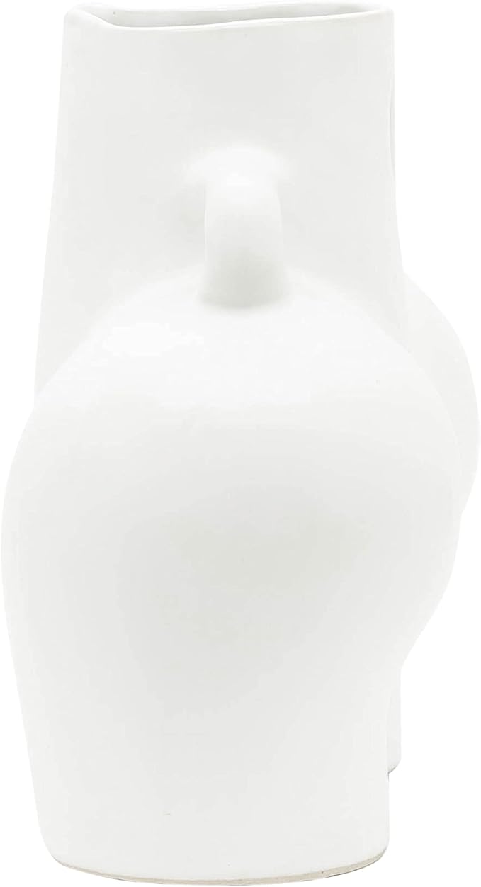 Decorative Half Body Ceramic Vase for Living Room Decor and Home Accents - Perfect for House and Table Decor Displays - Modern Flower Vase for Room, Bedroom, or Office Decor - 8", White