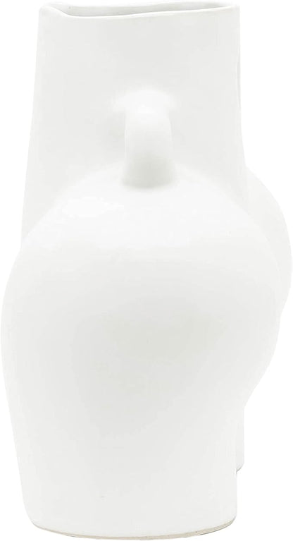 Decorative Half Body Ceramic Vase for Living Room Decor and Home Accents - Perfect for House and Table Decor Displays - Modern Flower Vase for Room, Bedroom, or Office Decor - 8", White