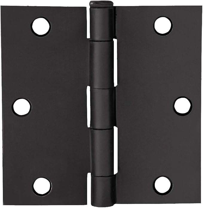 Design House 6-Pack Matte Black Door Hinges – 3.5-inch x 3.5-inch – Square Corner Radius Steel Door Hinge – Fits Standard Doors – Design House 185934