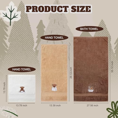 Peryiter 3 Pack Highland Cow Decorative Bath Towel Set