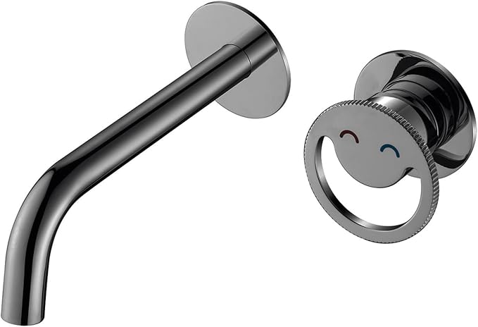 BiaoTeng Concealed Faucet for Bathroom Sink Wall Mount Hot and Cold Faucets for Bathroom Sinks Brass Grey