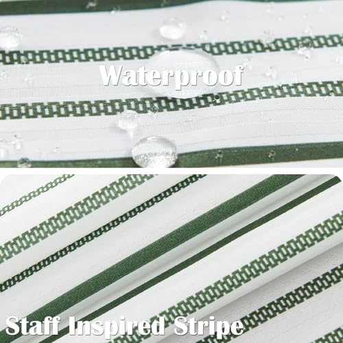 jinchan Small Stall Shower Curtain 36x72 inches Green and White Modern Farmhouse Striped Waterproof Fabric Shower Curtains for Bathroom with 7 Hooks Machine Washable