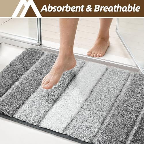 COSY HOMEER Bathroom Rugs 59x20,Ultra Soft Absorbent Bath Mat,Grey
