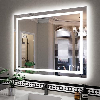 ISKM 40x32 LED Mirror for Bathroom, Front and Back Lit, Anti-Fog, Dimmable
