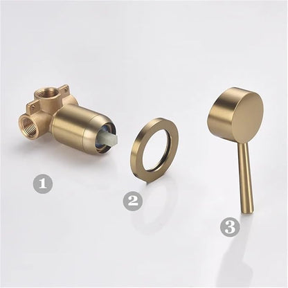 Faucet Brass Wall-Mounted Basin Faucet Sink Brushed Single Handle Hot and Cold Water Recessed Bathroom Rotatable(Brushed Gold) Faucet