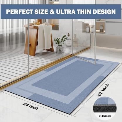 YDKGL Non Slip Bath Mat Long Ultra Thin Bathroom Rugs Runner Fit Under Door