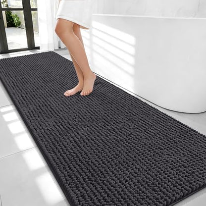 OLANLY Thick Chenille Bathroom Runner Rugs Mats 70x24, Dark Grey