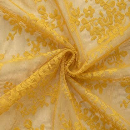 Mustard Yellow Lace Shower Curtain for Bathroom with Valance, 72 X 72 Inch