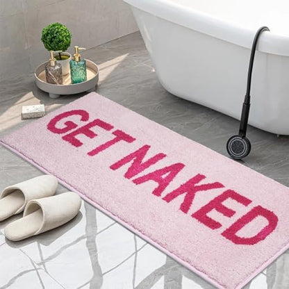KOEXM Get Naked Bath Mat 18" x 47", Pink Long Runner Mat Bathroom