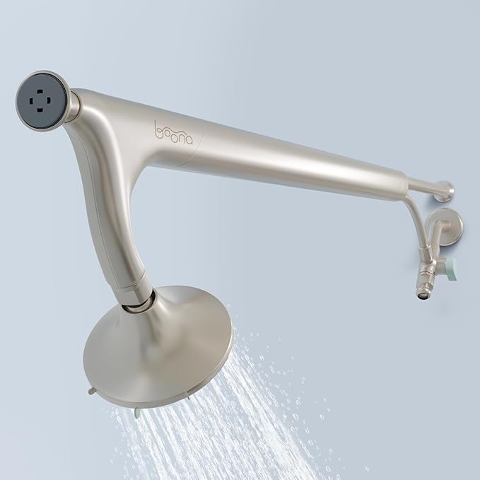 BOONA Original Tandem Shower as Seen on Shark Tank | Dual Shower Head for Couples | Max Water Pressure for Two | Easy Install (Brushed Nickel, One Showerhead)