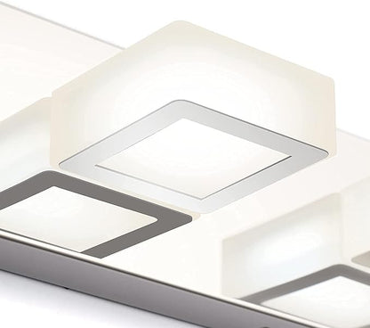 Ralbay LED Modern Chrome Vanity Lights 6 Lights Stainless Steel Acrylic Modern LED Bathroom Vanity Lights Over Mirror (4500K Neutral White Light)