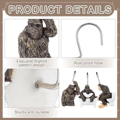 Roowest 12 Pcs Bigfoot Shower Curtain Hooks Stainless Steel Bathroom Decor
