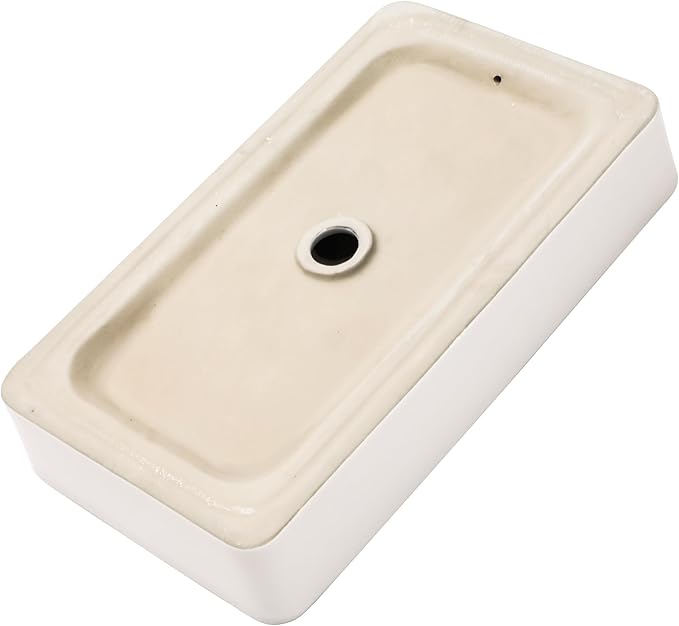 Sarlai Bathroom Sink Rectangular 24"x14" White Vessel Sink with Black Rim Ceramic Porcelain Rectangle Bathroom Vessel Sink Above Counter Vanity Sink Basin