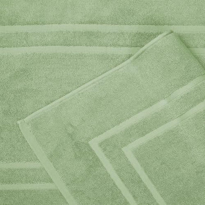Feather & Stitch 2 Piece Towel Like Bath Mats (30x21 Inch) 100% Cotton Terry Bath Mats, Bathroom Shower Floor Mats [NOT A Bathroom Rug], Soft Absorbent Washable Mats - Pastel Green