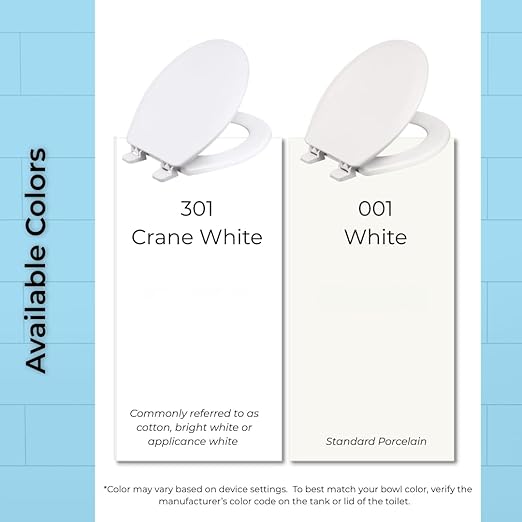 Centoco Round Toilet Seat, Heavy-Duty Wood Core with Plastic Scratch-Resistant Finish, Soft Close, Made in the USA, DSAMAZ7SC-301, Crane White (Cotton/Bright)