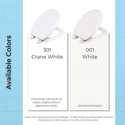 Centoco Elongated Toilet Seat, Heavy-Duty Wood Core with Plastic Scratch-Resistant Finish, Soft Close, Made in the USA, 900SC-001, White