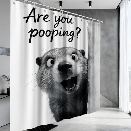 Extra Tall Shower Curtain XL Crazy Gray Otter, 70 x 96 Inchs