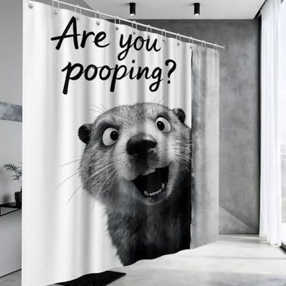 Extra Tall Shower Curtain XL Crazy Gray Otter, 70 x 96 Inchs