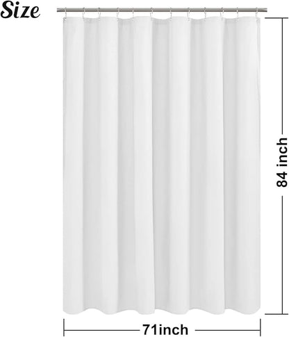 Embossed Microfiber Shower Curtain Liner 71 x 84, White | Extra Long, Machine Washable, Bottom Magnets, Water Repellent, 71x84 inches Soft Fabric Shower Curtain for Bathroom