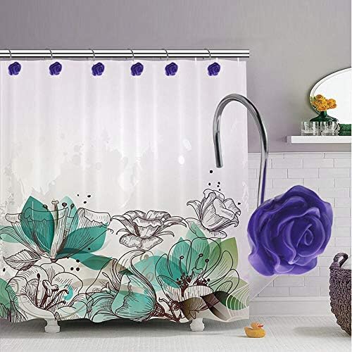 12 PCS Rose Shower Curtain Hooks Anti Rust Decorative Shower Curtain Rings