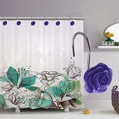 12 PCS Rose Shower Curtain Hooks Anti Rust Decorative Shower Curtain Rings