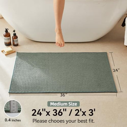Triohero Bathroom Rugs Non Slip Washable, Super Absorbent Thin Bath Mat Quick Dry Low Pile Bathroom Rug, Sage Green 24"x36"