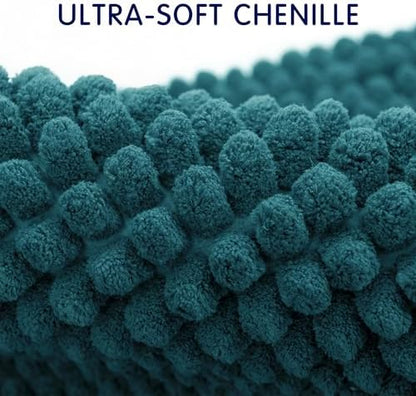 SUBRTEX Bathroom Rugs, 24" x 44" Chenille Bath Rug Soft Short Plush Bath Mat Soft Shower Mat Water Absorbent Shower Mat Quick Dry Machine Washable, Teal
