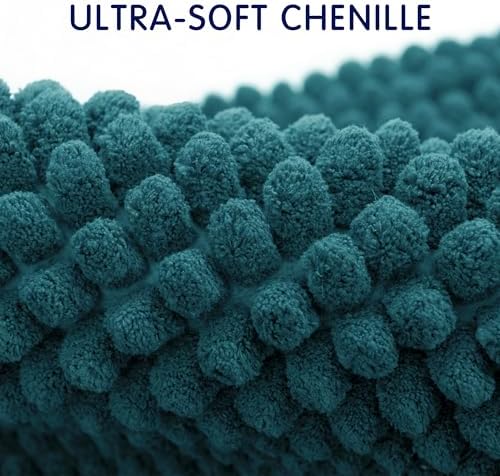SUBRTEX Bathroom Rugs, 24" x 55" Chenille Bath Rug Soft Short Plush Bath Mat Soft Shower Mat Water Absorbent Shower Mat Quick Dry Machine Washable, Teal