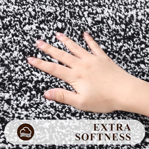 Pauwer Bathroom Rugs Sets 2 Piece, Non Slip Washable Bath Mat, Black