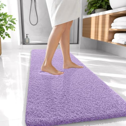 OLANLY Microfiber Bathroom Runner Rugs 47x20, Ultra Soft Bath Mat, Lavender