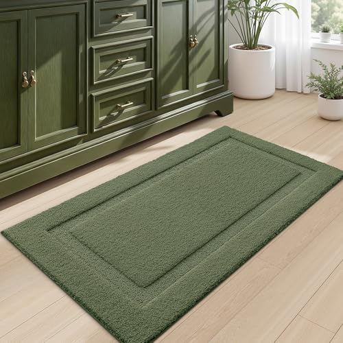 LUMI Ultra Soft Bathroom Rugs Absorbent, Non Slip Bath Mat 24x36, Green