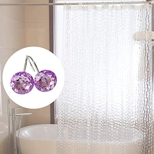 12 Pcs Bling Rhinestones Shower Curtain Hooks Bathroom Rolling Hooks